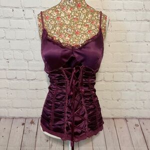 Vintage Crown of ❤️s, purple lace-up corset top